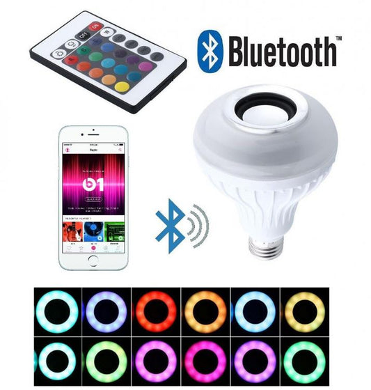 Lampada Lampadina - Speaker Led Bianca Rgb E27 Cassa Bluetooth Telecomando Bulbo