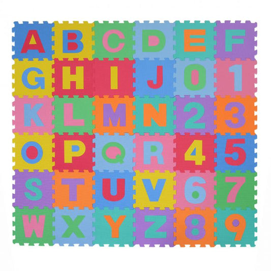 Tappeto Puzzle Bambini 36Pz Gioco Tappetino Morbido Numer Lettere Alfabeto Gomma