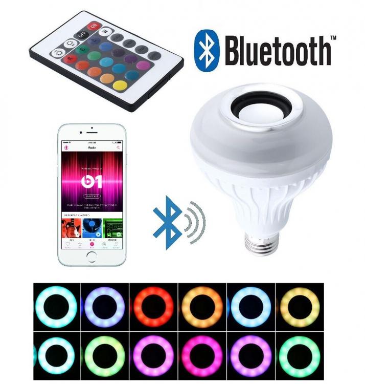 Lampada Lampadina - Speaker Led Bianca Rgb E27 Cassa Bluetooth Telecomando Bulbo