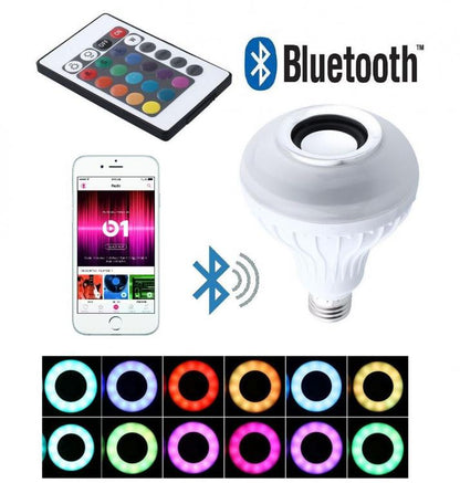 Lampada Lampadina - Speaker Led Bianca Rgb E27 Cassa Bluetooth Telecomando Bulbo