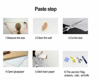 ADESIVO CARTA DA PARATO 3D EFFETTO MATTONI PANNELLO SPUGNA PARETI 70X77CM BIANCO