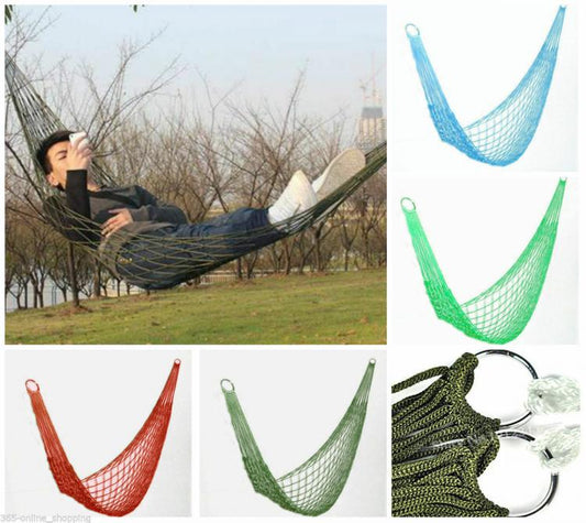 AMACA IN NYLON DA GIARDINO CAMPEGGIO VIAGGIO ESCURSIONI RELAX MAGLIE A RETE BAG
