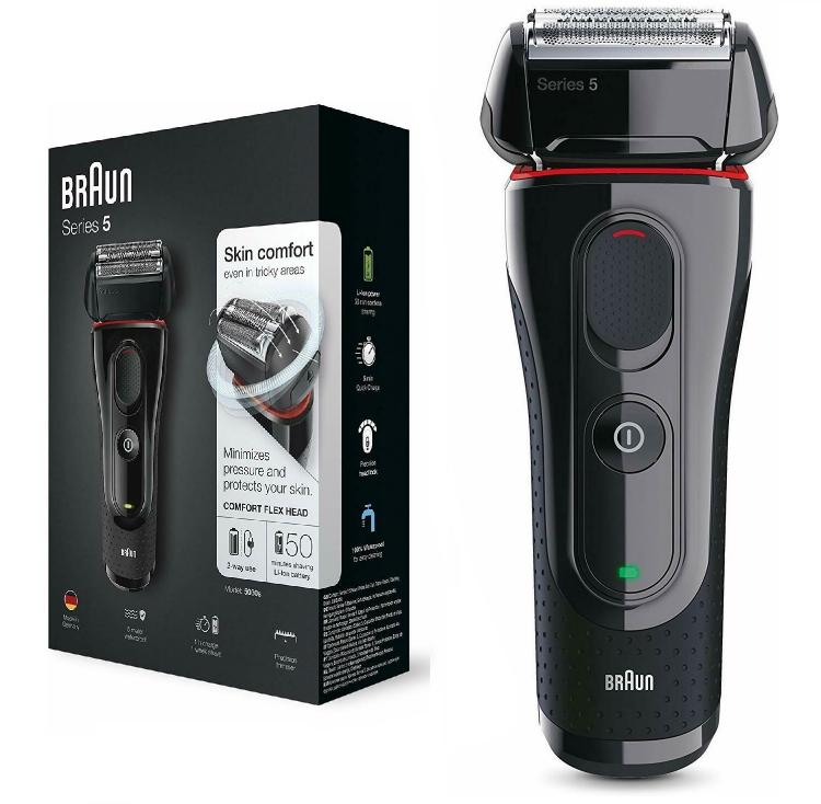 BRAUN - RASOIO BARBA ELETTRICO SERIE-5 5030S RICARICABILE IMPERMEABILE A LAMINA