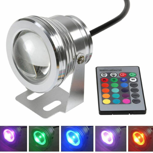 Faro Faretto Led Proiettore 10W Rgb Ip67 Da Immersione E Esterno Waterproof 12V