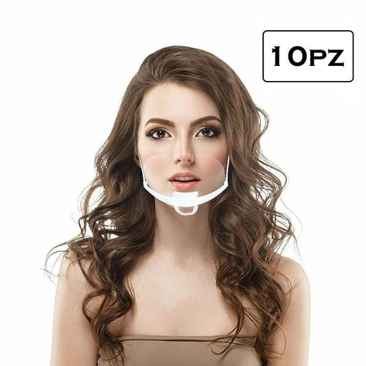 10pz PARASCHIZZI VISO BOCCA E NASO VISIERA TRASPARENTE PER RISTORATORE ANTISPUTO