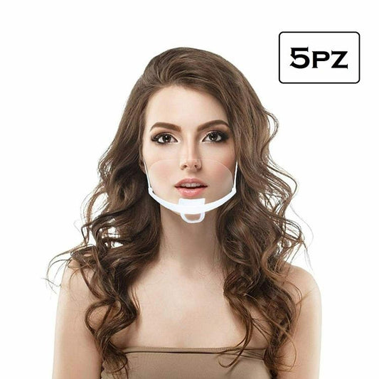 5PZ PARASCHIZZI VISO BOCCA E NASO VISIERA TRASPARENTE PER RISTORATORE ANTISPUTO