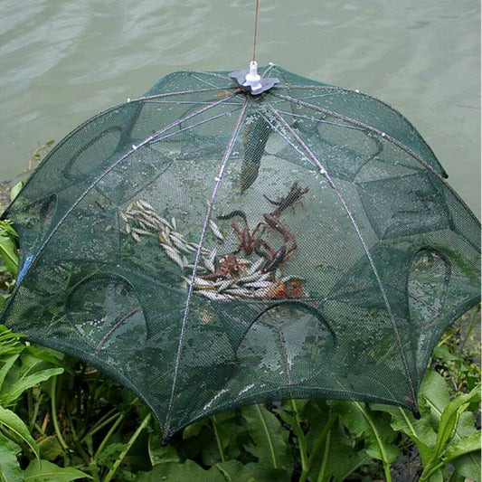 Rete Da Pesca Pieghevole Nassa Trappola 6 Fori Pesci Granchi Gambero Ad Inganno