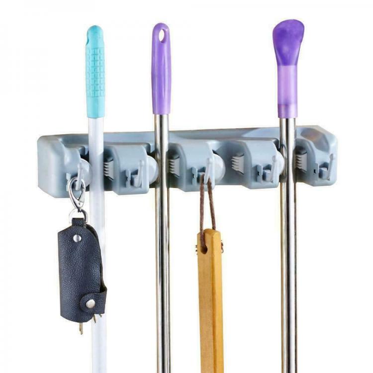 Organizer Porta Appendi 4 Scopa Mazze Da Muro A Parete E Ganci Portatutto Scope