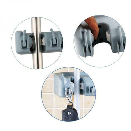 Organizer Porta Appendi 4 Scopa Mazze Da Muro A Parete E Ganci Portatutto Scope