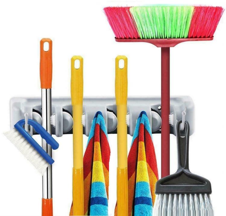 Organizer Porta Appendi 4 Scopa Mazze Da Muro A Parete E Ganci Portatutto Scope