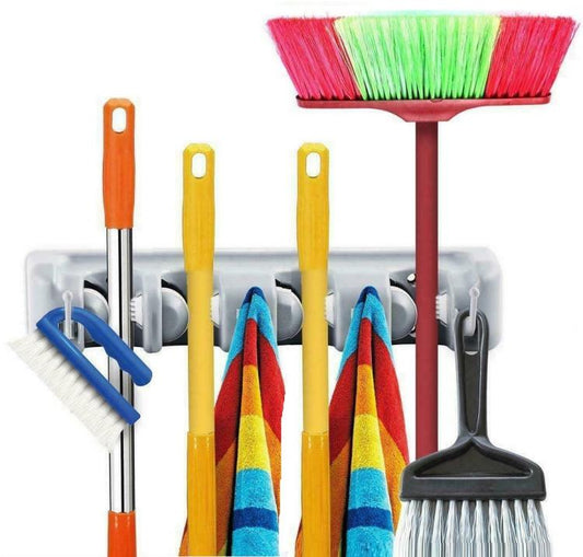 Organizer Porta Appendi 4 Scopa Mazze Da Muro A Parete E Ganci Portatutto Scope