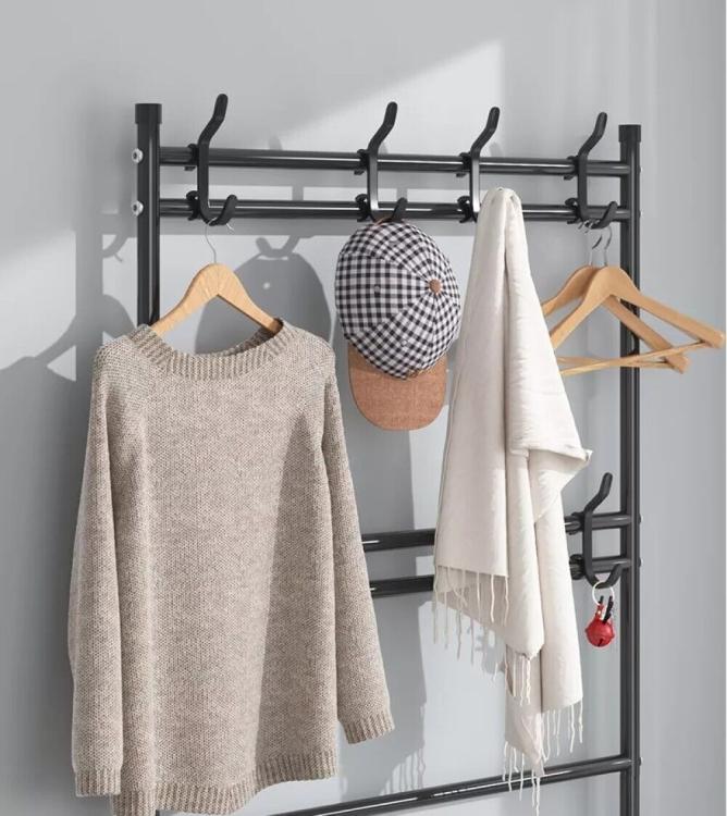 APPENDIABITI ATTACCAPANNI DA INGRESSO SCARPIERA 4 RIPIANI STAND IN METALLO NERO