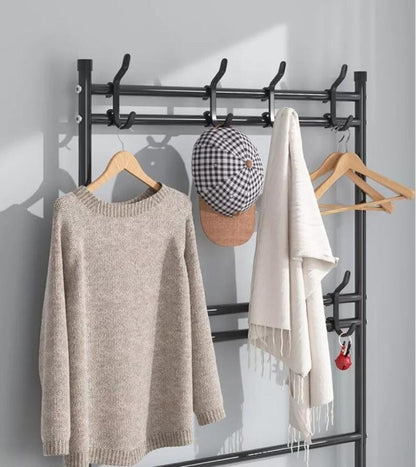 APPENDIABITI ATTACCAPANNI DA INGRESSO SCARPIERA 4 RIPIANI STAND IN METALLO NERO