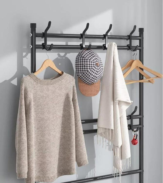 APPENDIABITI ATTACCAPANNI DA INGRESSO SCARPIERA 4 RIPIANI STAND IN METALLO NERO