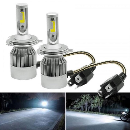 COPPIA LAMPADE LED DA AUTO FARI H4 MOTO KIT LAMPADINE 36W LUCE BIANCA 6000K FARO