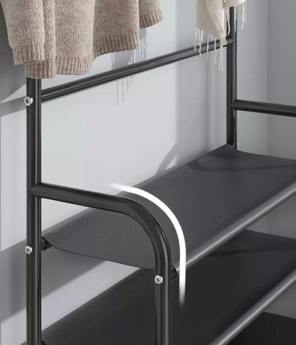 APPENDIABITI ATTACCAPANNI DA INGRESSO SCARPIERA 4 RIPIANI STAND IN METALLO NERO