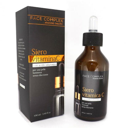 Siero Viso Vitamina C + Acido Ialuronico Pelle Luminosa Discromie Rughe Occhiaie