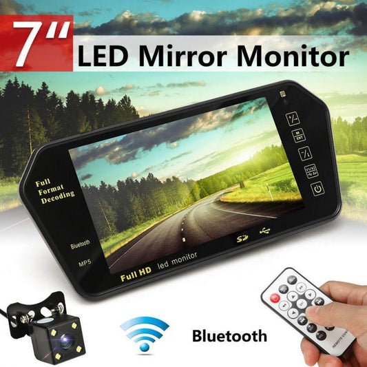 Specchietto Retrovisore Monitor 7" Bluetooth Mp5 Micro Sd Usb Auto X Retrocamera