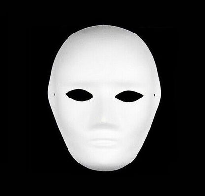 Maschera Bianca Viso Intero In Carta Per Dipengere Carnevale Teatrale Uomo Donna