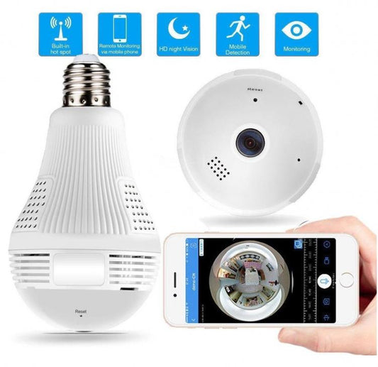 Telecamera Panoramica 360° A Lampadina E27 Wifi Hd Led Audio Ip Camera Fisheye