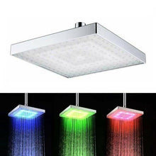 Soffione Doccia Con Led Multicolor Trasparente Cromoterapia Bagno |20Cm-Quadrato