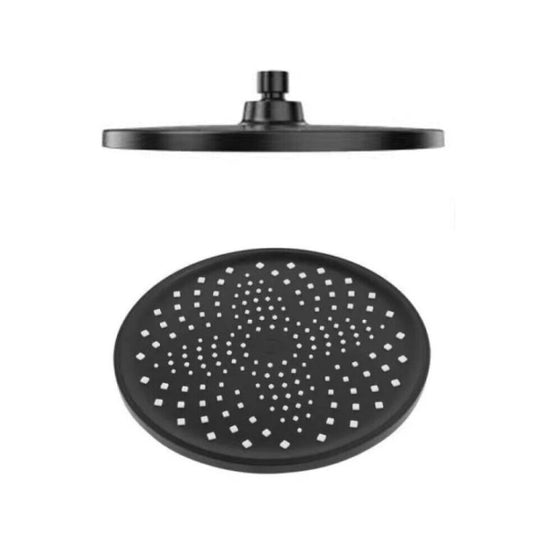 Soffione Doccia Nero Opaco Anticalcare Abs Effetto Pioggia Rotondo 22.5 Cm