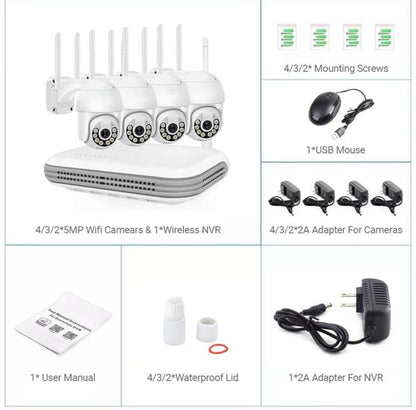 Kit Videosorveglianza Wireless Nvr 4 Canali 4 Telecamere Ptz Motorizzate Wi-Fi