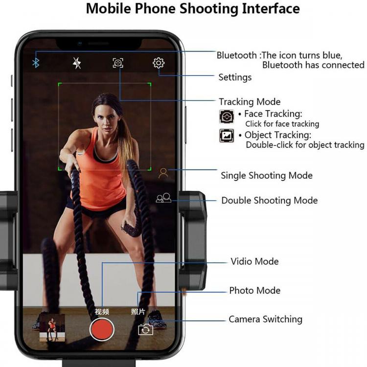 Supporto Smartphone 360° Rilevamento Movimento Video Selfie  Bluetooth Trepiede