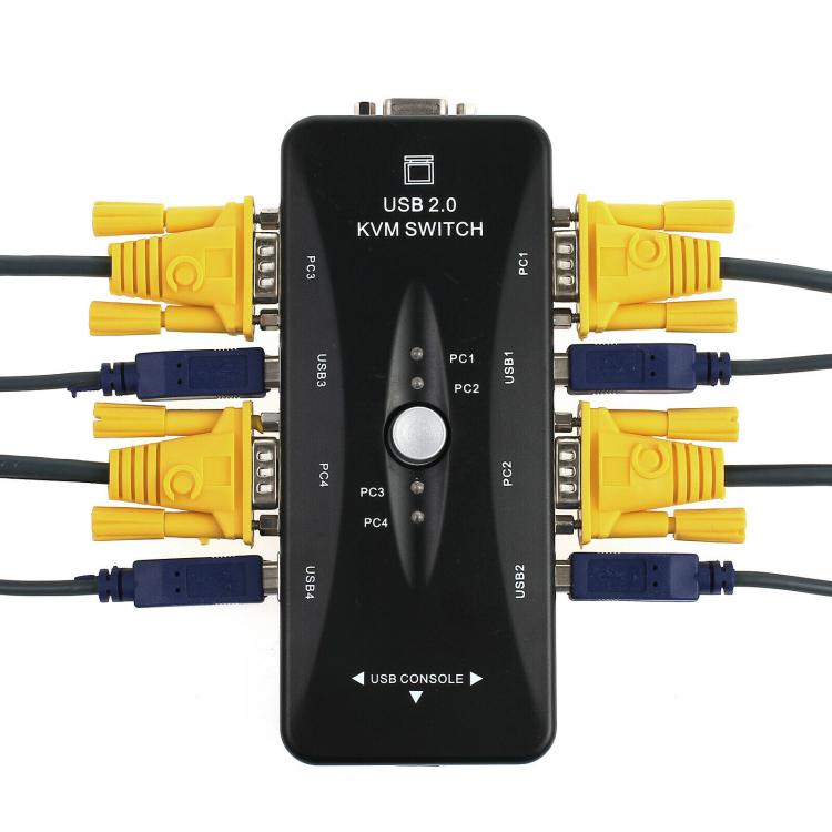 Kvm Switch Adattatore Usb Vga 4 Porte Pc In 1 Tastiera Mouse Monitor Computer