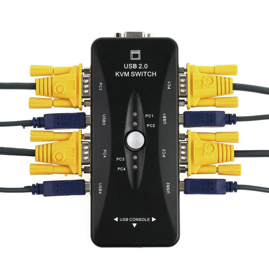 Kvm Switch Adattatore Usb Vga 4 Porte Pc In 1 Tastiera Mouse Monitor Computer