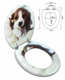 Copriwater Universale Con Stampa Legno Mdf Resistente Acciaio Wc Bagno BEAGLE
