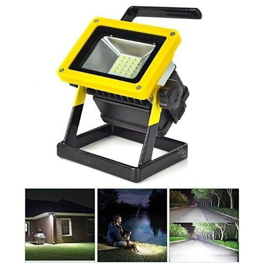 Faro Faretto Led Portatile 10W +2W Luce Lavoro Con Batteria Ricaricabile Lampada