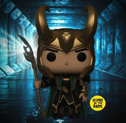Funko Pop ! Marvel Avengers - Loki W/ Helmet Scepter (985) Special Glow Figure