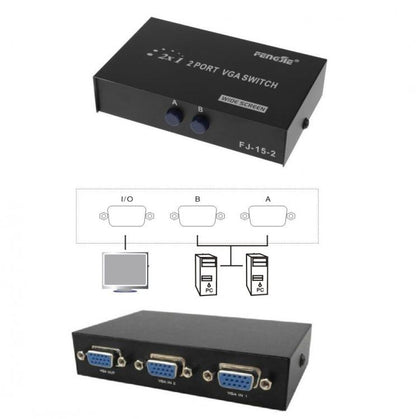Switch Commutatore Vga 2 Ingressi 1 Uscita Selettore Lcd Tft Video Monitor Pc