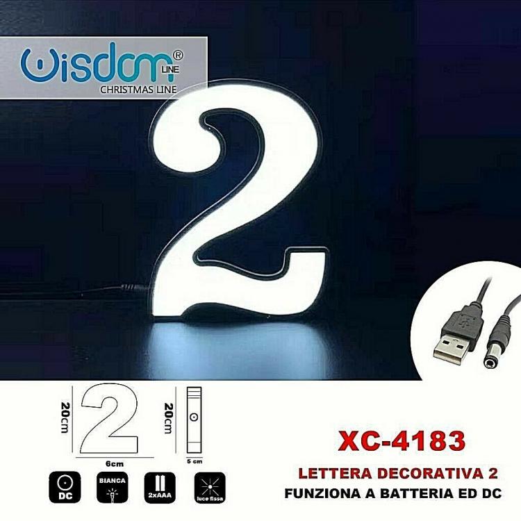 Numero 2 Led Decorativa Luminosa A Batterie Natalizia Per Addobbi Luce Bianca