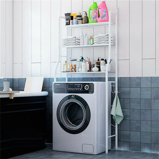 Scaffale Sopra Lavatrice O Wc Acciaio Bianco Con 3 Ripiani Salvaspazio Per Bagno
