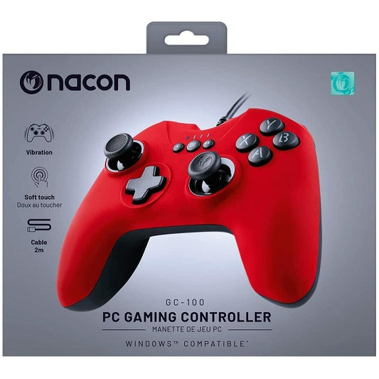 Nacon Pc Controller Gaming Gc-100 Rosso Windows Pad 6 Pulsanti Computer