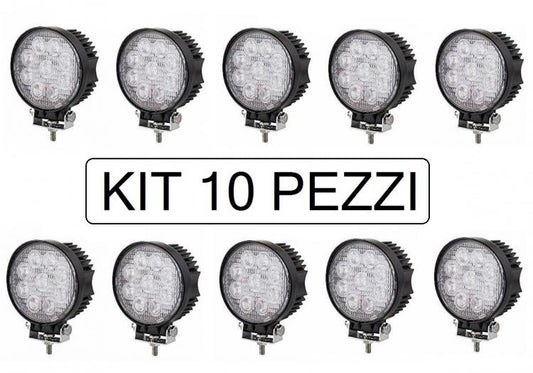 Kit 10 Pezzi Faro Faretto 27W Fari 27 Watt 9 Led 12V Auto Per Lavoro Barca Jeep