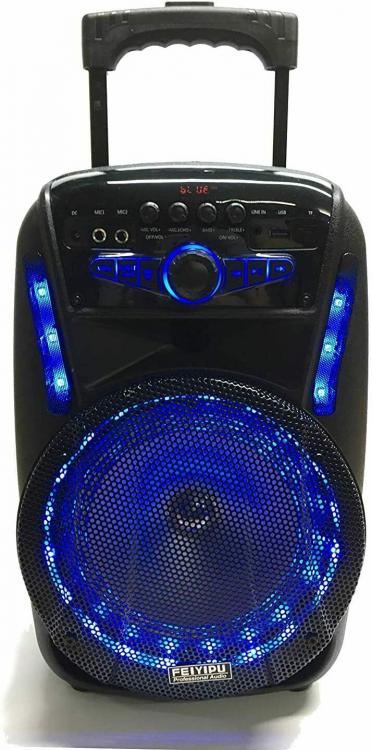 CASSA KARAOKE LED AMPLIFICATA 300W PMPO BLUETOOTH USB SD MICROFONO E TELECOMANDO