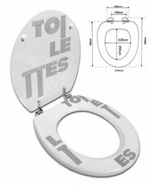 Copriwater Universale Con Stampa Legno Mdf Resistente Acciaio Wc Bagno TOILETTES