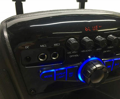 CASSA KARAOKE LED AMPLIFICATA 300W PMPO BLUETOOTH USB SD MICROFONO E TELECOMANDO