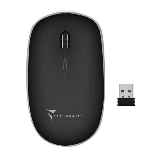 Techmade Mouse Ottico Wireless 1600 Dpi Nero/Bianco Ambidestro Computer Pc Mac