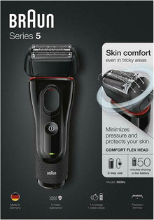 BRAUN - RASOIO BARBA ELETTRICO SERIE-5 5030S RICARICABILE IMPERMEABILE A LAMINA