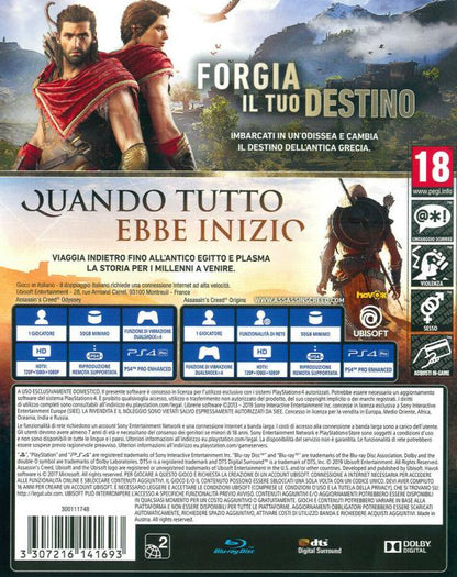ASSASSIN'S CREED ODYSSEY + ORIGINS DOUBLE PACK PS4 ITALIANO GIOCO PLAYSTATION 4