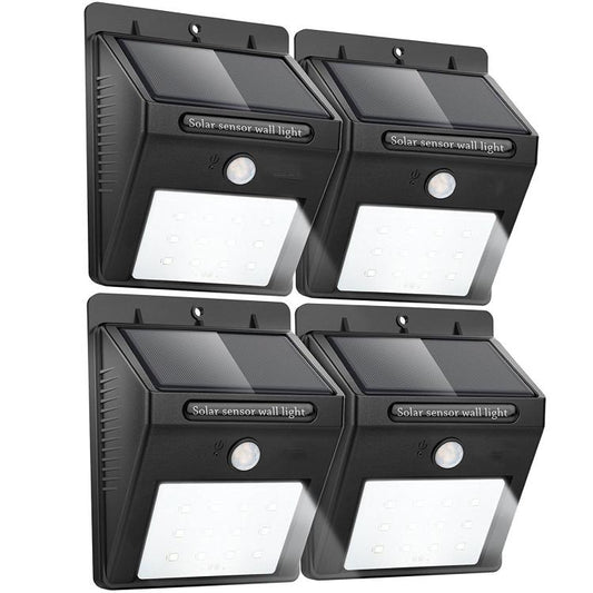 4 LAMPADA LED SOLARE DA ESTERNO GIARDINO FARETTO FOTOVOLTAICO CON SENSORE LUCE
