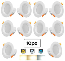 10x FARETTO INCASSO LED 5W 3in1 LUCE BIANCA FREDDA NATURALE CALDA SOFFITTO MOLLA