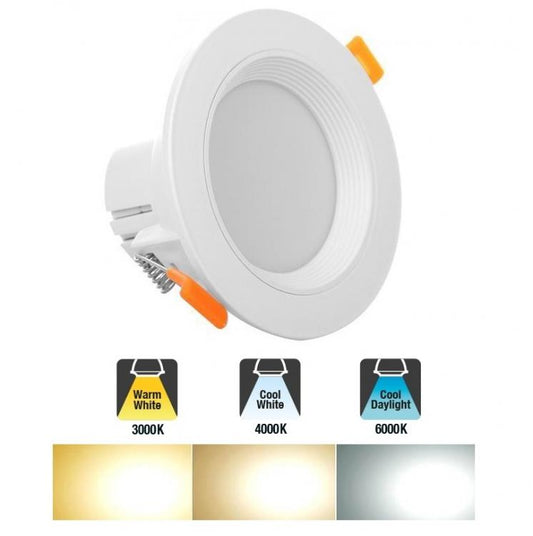 Faretto Incasso Led 5W 3In1 Luce Bianca Fredda Naturale Calda Cob Soffitto Molla