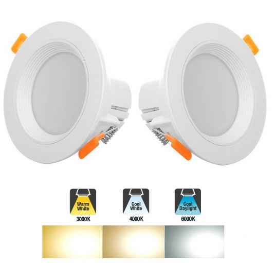 2x FARETTO INCASSO LED 5W 3in1 LUCE BIANCA FREDDA NATURALE CALDA SOFFITTO MOLLA