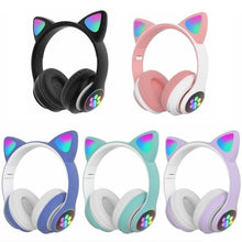 Cuffie Bluetooth Wireless Gaming Auricolare Led Orecchie Gatto Iphone Smartphone