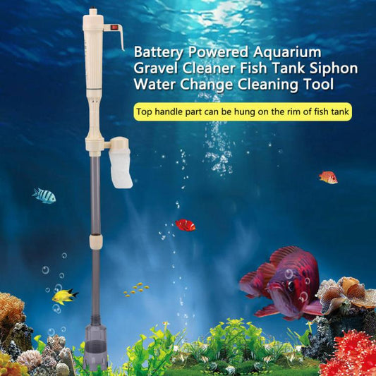 Pulitore Acquario A Batterie Pulizia Sabbia Pompa Cambio Acqua Sifone Elettrico
